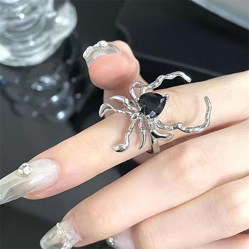 

Готические нерегулярные паутины циркониевые кольца в стиле панк черное кольцо в темном стиле паук животное готические открытые кольца для женщин ювелирные изделия