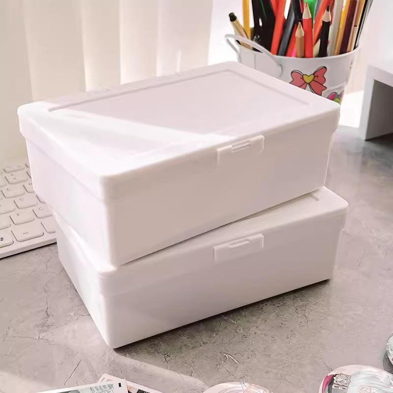 Uniprint Style White Flip-top Storage Box for Card Handbooks, Material Storage, Storage Box for Desk Stationery, Organizing Box for Stationery