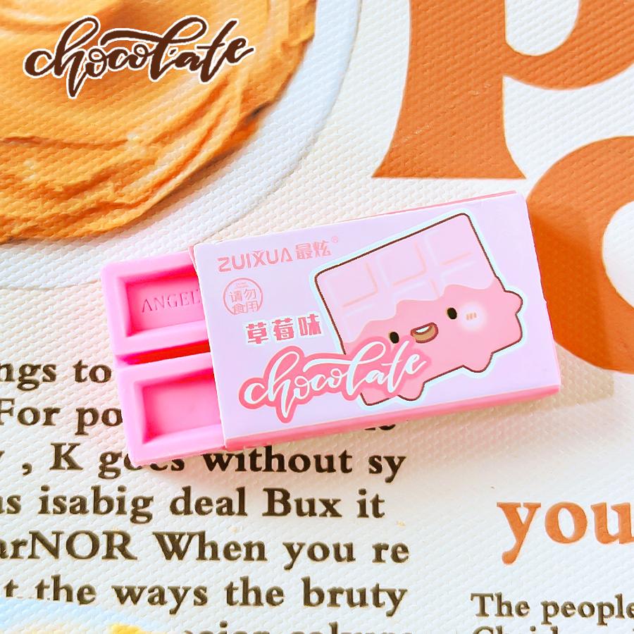 Aesthetic stationery back to school supplies Kawaii Stationery items Chocolate Erasers rubber school stationery accessories