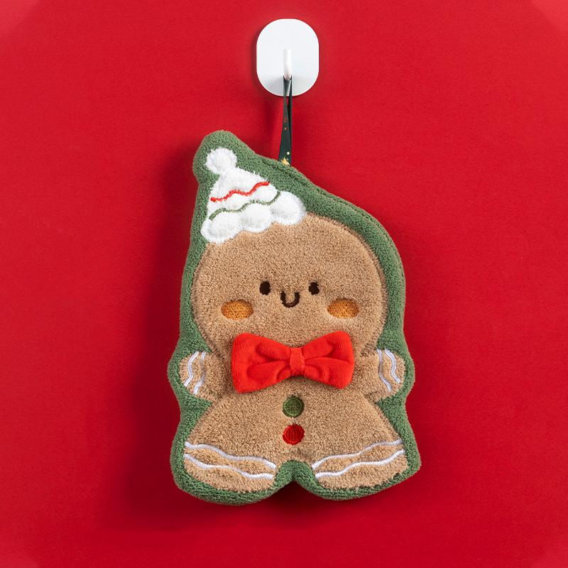1PC Coral Fleece Children Christmas Creative Small Towel Thickened Hand Towel Multi Element Hanging Cute Embroidery Household