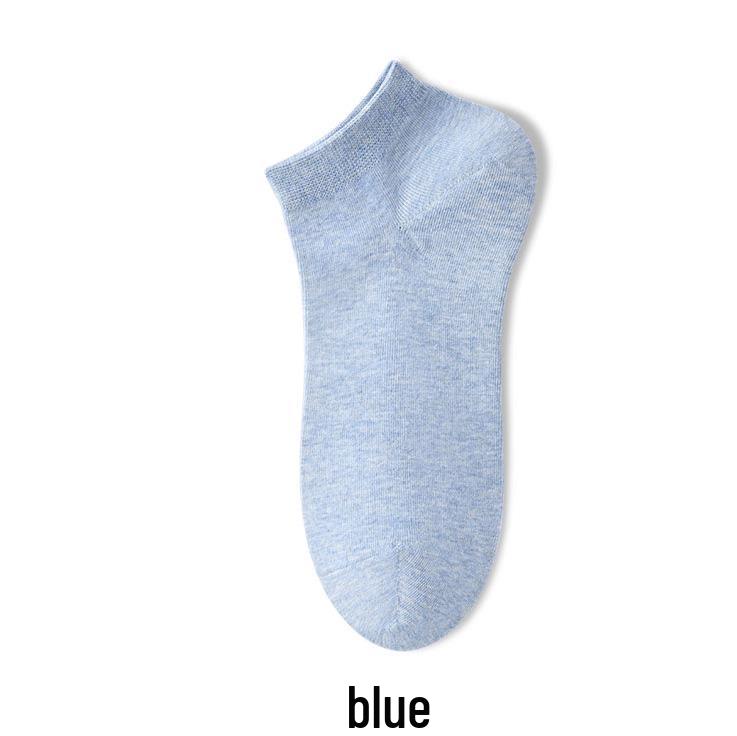 Men's 10A Antibacterial Odor-Resistant Cotton Boat Socks, Sweat-Absorbing, Seamless, Solid Color, Autumn Thin Style