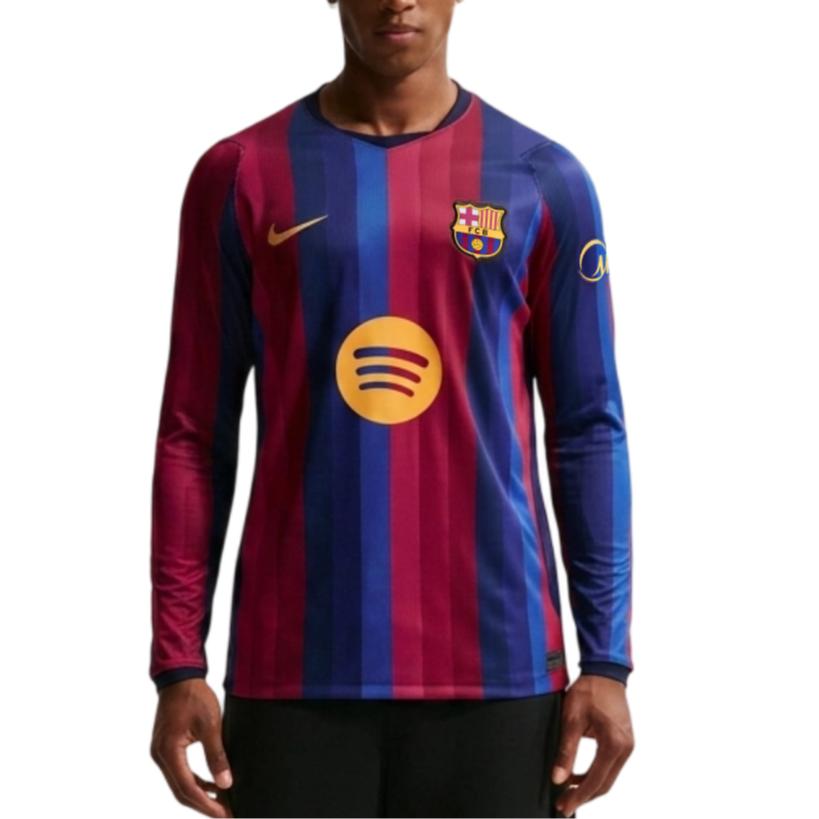 Nike FC Dri-FIT Barcelona Football Club 2026/27 Season Home Fan Version Loose Fit Color Block Long Sleeve Football Shirt Men tops IR0044-683