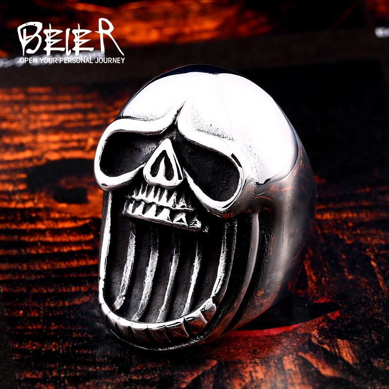 Beier new store 316L Stainless Steel Skull Men's Ring Unique Design Cool Opener Party joy Taste High Quality Jewelry LLBR8-658R