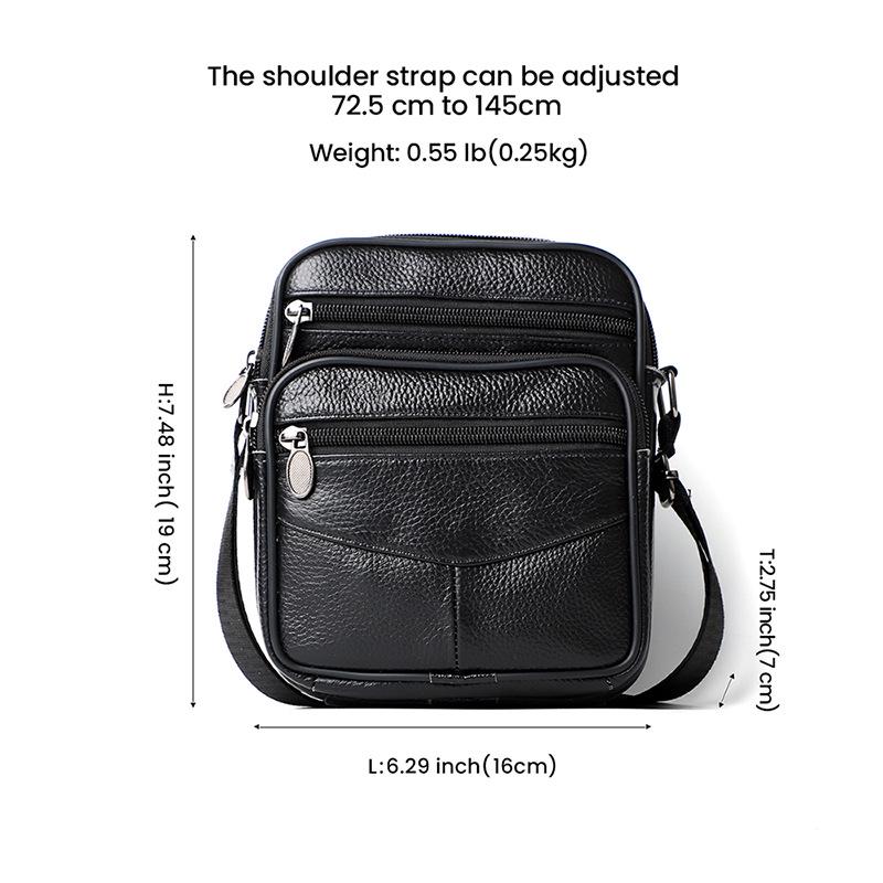 2024 Genuine Leather Men's Crossbody Bag, Simple Single Shoulder Design, Top Layer Cowhide.