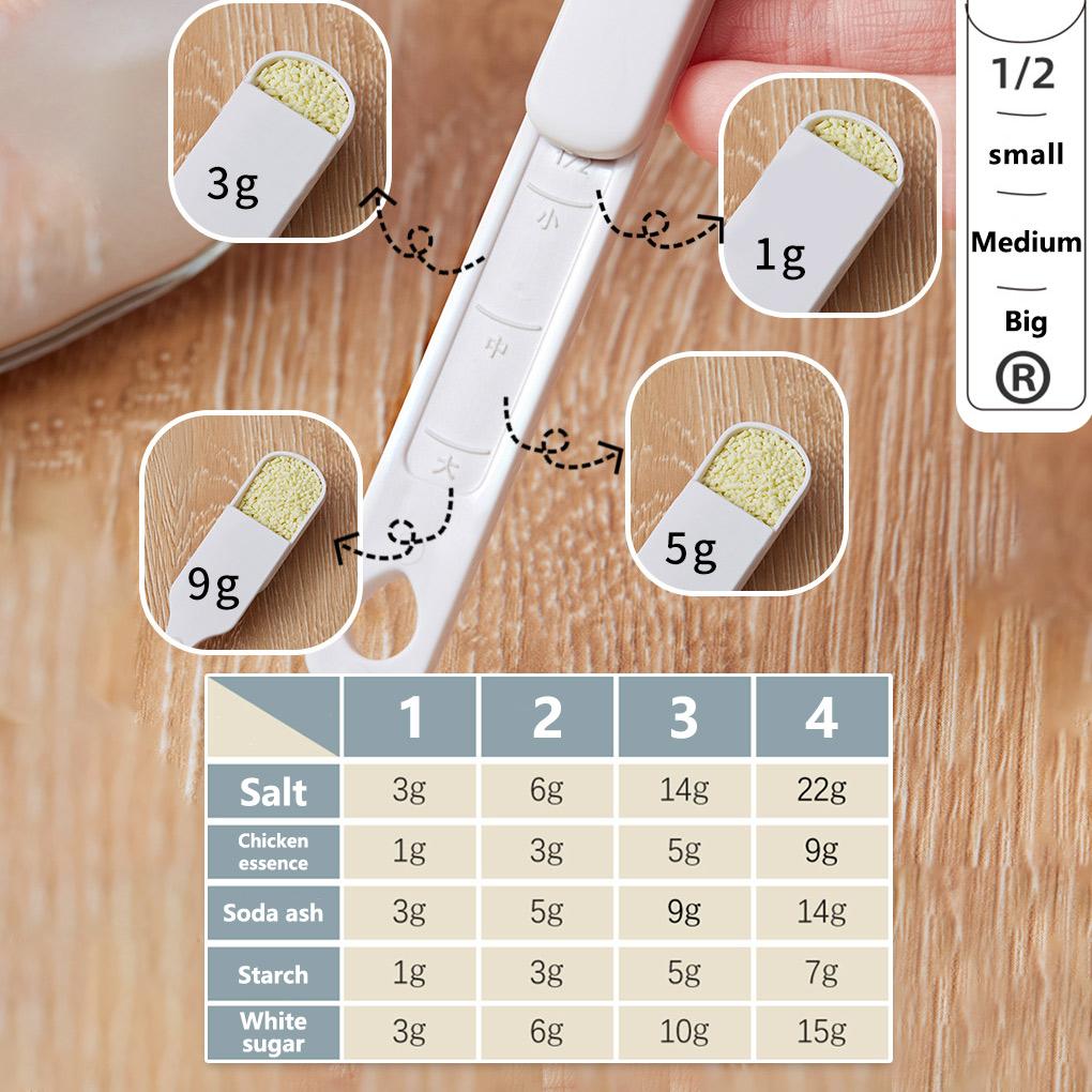 Adjustable Measuring Spoon Plastic Scoop Teaspoon for Dry Ingredients Kitchen Handle Spice Measurer Cup Household Supplies