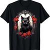 Aesthetic Black Cat Rose Flower Gothic Vintage Cat Lover T-Shirt