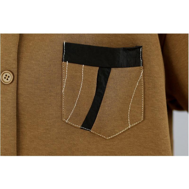 DIMANAF 2025 Podzimní Tričko Plus Size Dámské Dlouhý Rukáv O-Výstřih Volné Jednobarevné Topy Trička Bavlna