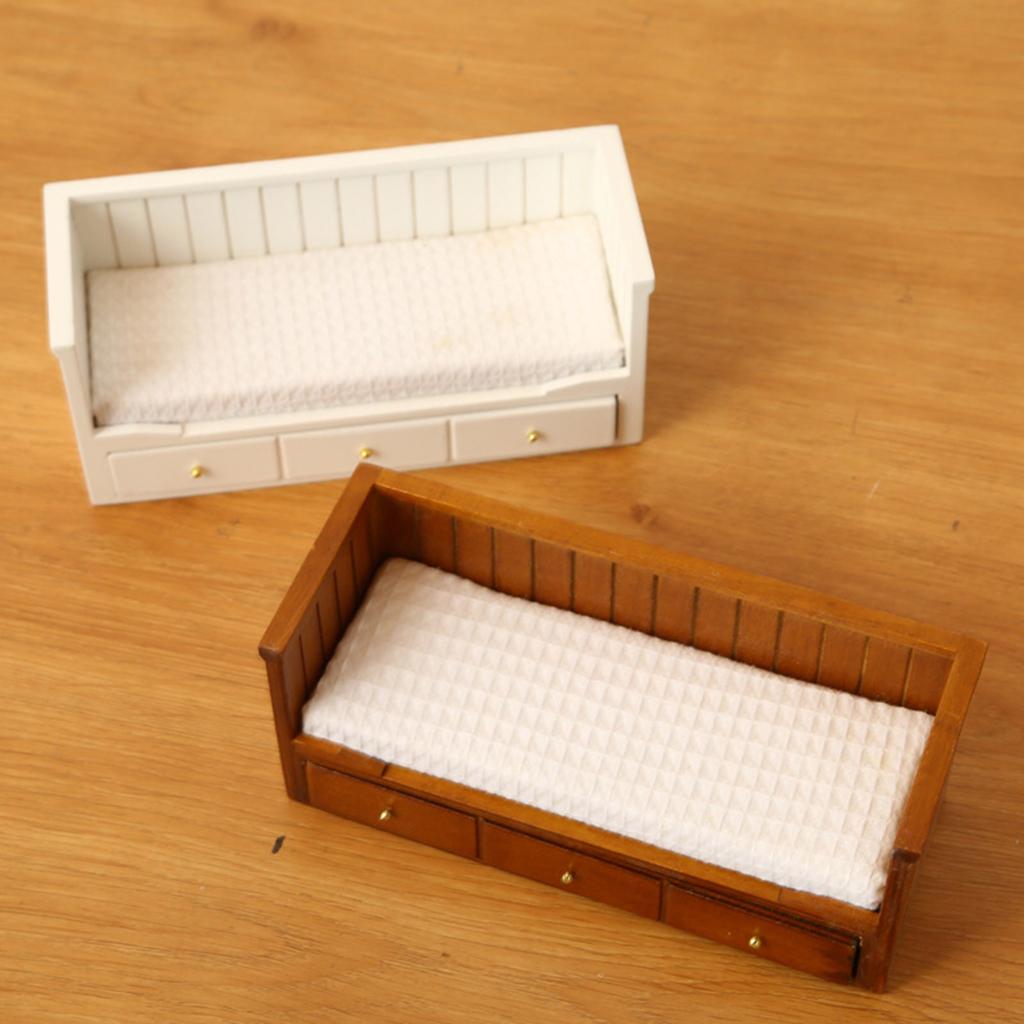 1/12 Scale Dollhouses Single Bed Miniature Furniture Pretend Play for Kids Doll House Furniture Model for Dollhouses