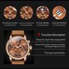 OLEVS Quartz Watch for Men Moon Phase Chronograph Auto Date Fashion Casual Suede Leather Strap Original Waterproof Watches