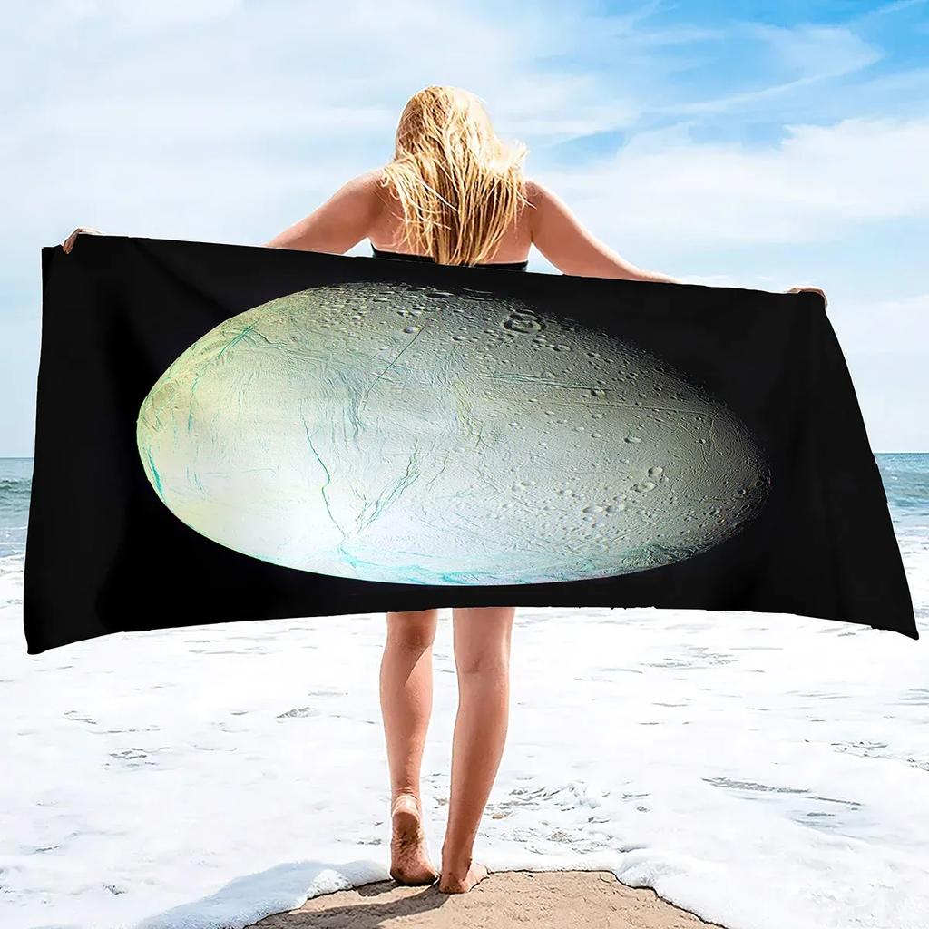 Saturnmond Enceladus Übergroßes Strandtuch Hochsaugfähiges Mikrofaser-Badetuch Schnelltrocknende Sandfreie Decke für Erwachsene