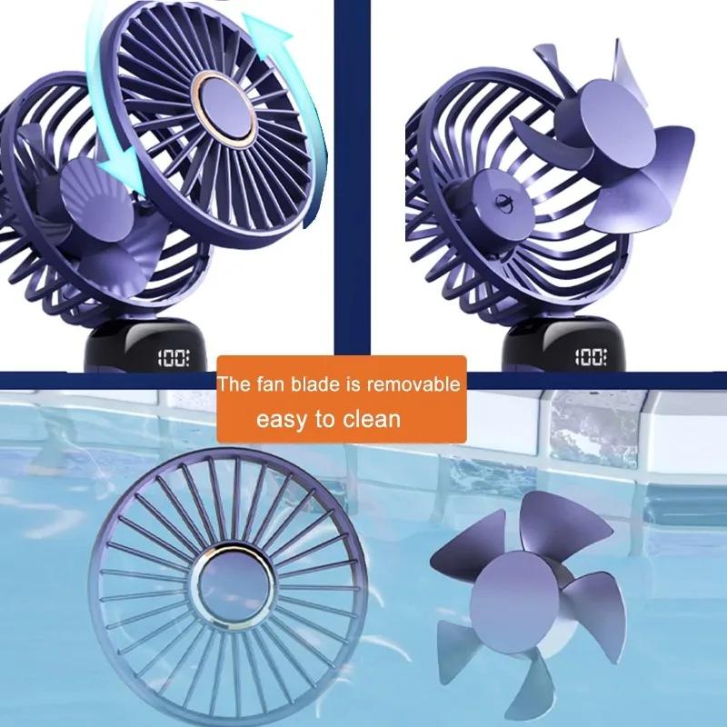 Small Cooler Mini Fan Foldable Handle Fan Adjuster Portable Mobile Phone Holder Battery Display Dedicated To Summer Home Desk
