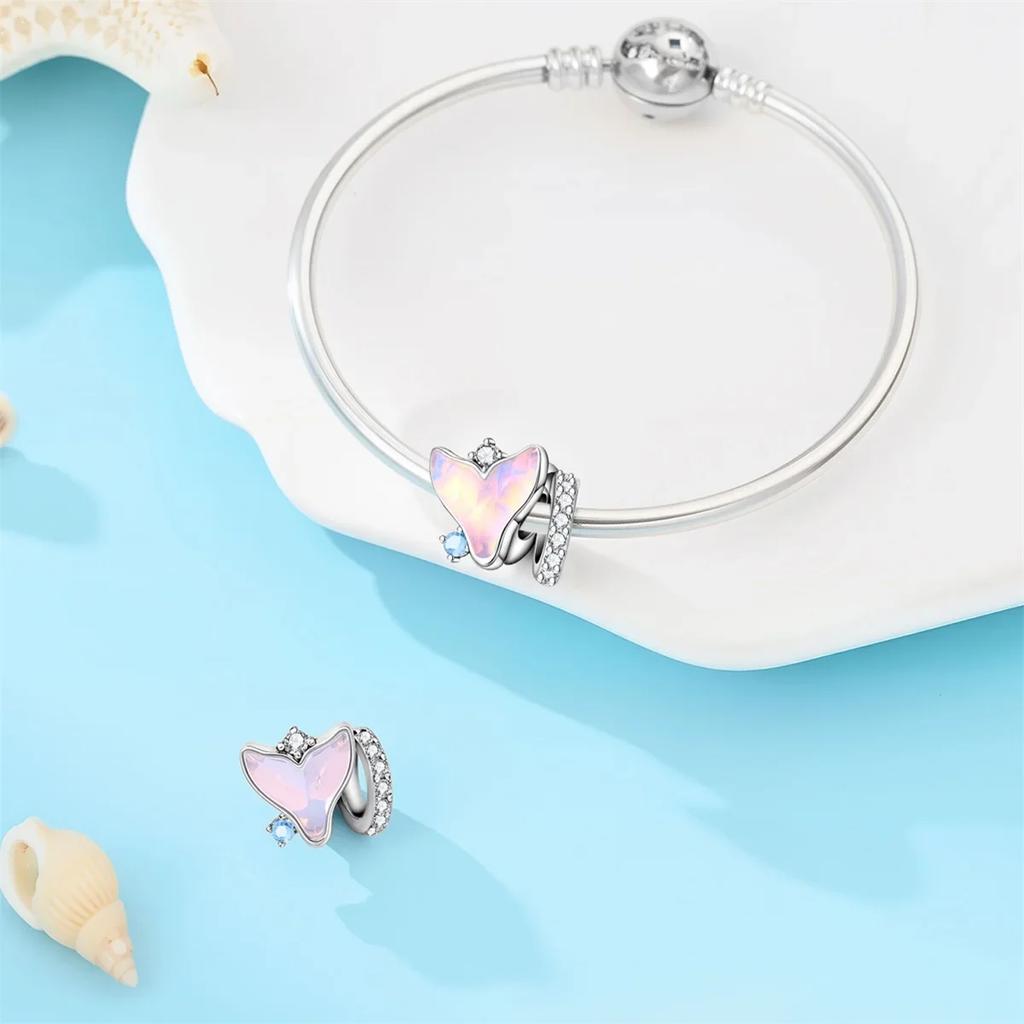 925 Silver Jellyfish Pendant Bead Sparkling Purple Charm for DIY Bracelet Jewelry Accessories Birthday Gift