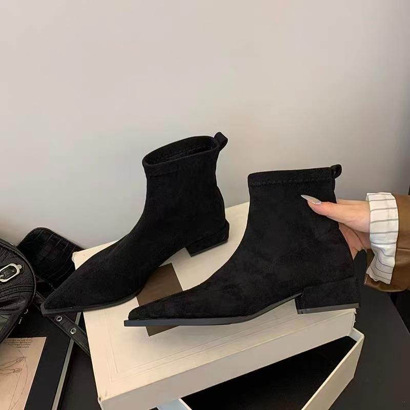 

New Fashion Women s Hot Sale Shoes Ankle Women s Boot Fashion Back Zipper Office and Career Sexy Pointed Toe Shoes for Women 39 чорний