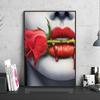 Sexy Woman Red Lips Money Rose Wall Art Posters Modern Home Living Room Bedroom Decorative Canvas Painting Picture Print Artwork