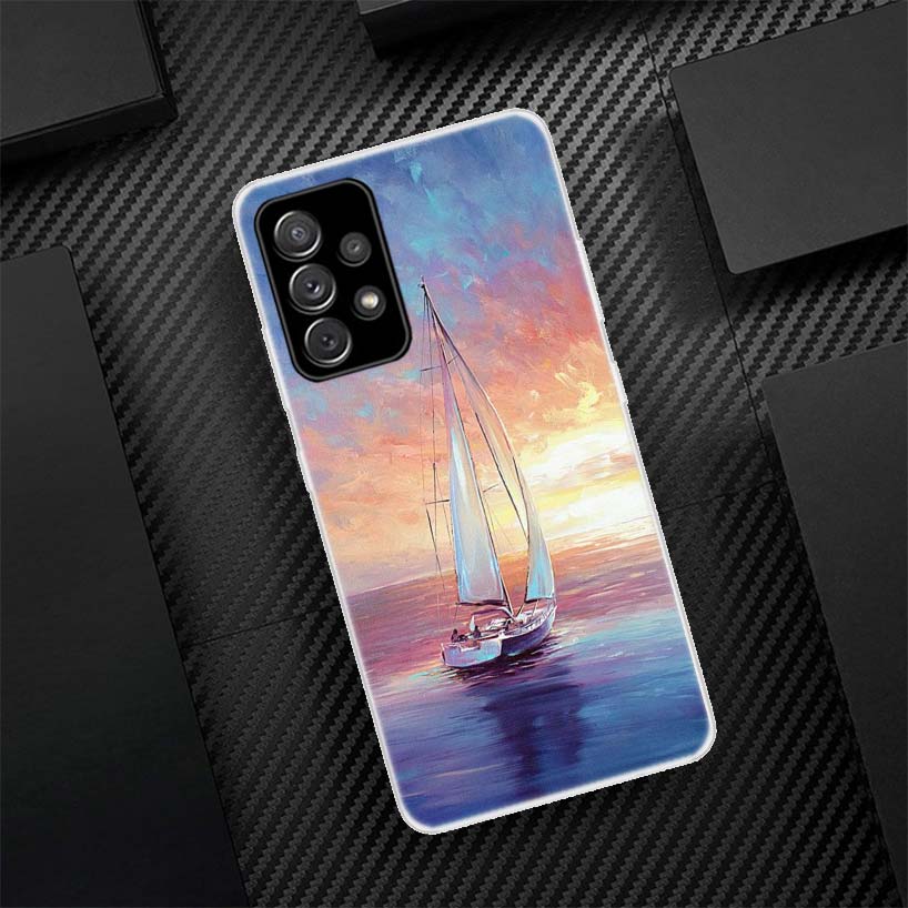 Sailing Boat Phone Case For Samsung Galaxy A55 A54 A52 A53 A15 A14 A12 A13 A25 A24 A22 A23 A35 A34 A32 A33 A04S A02S A03S Call P