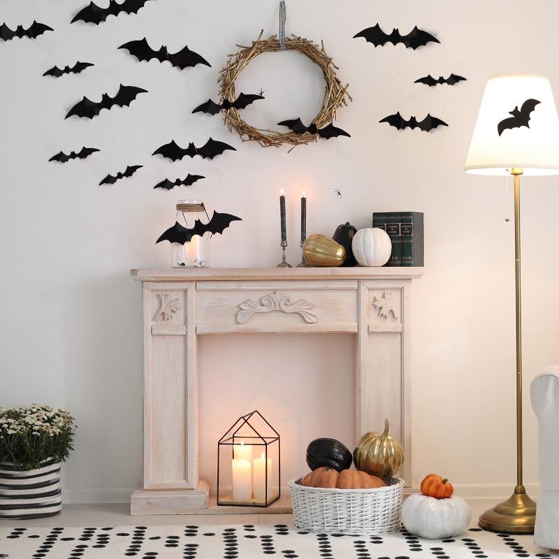 3D Bat Wall Decals PVC Halloween Decorations Spooky Stickers Removable Waterproof for Home Window Party Supplies