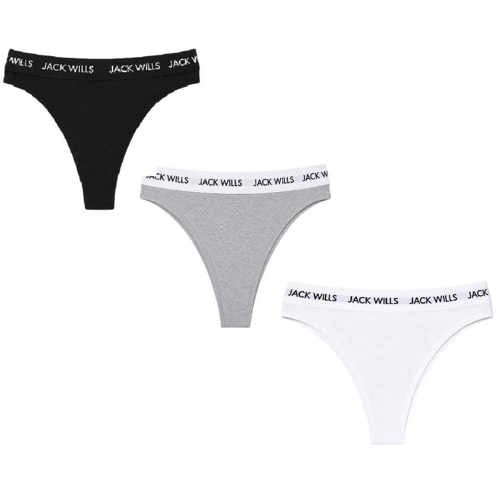 Jack Wills Damen/Damen Deptford Logo Tanga (3er-Pack)