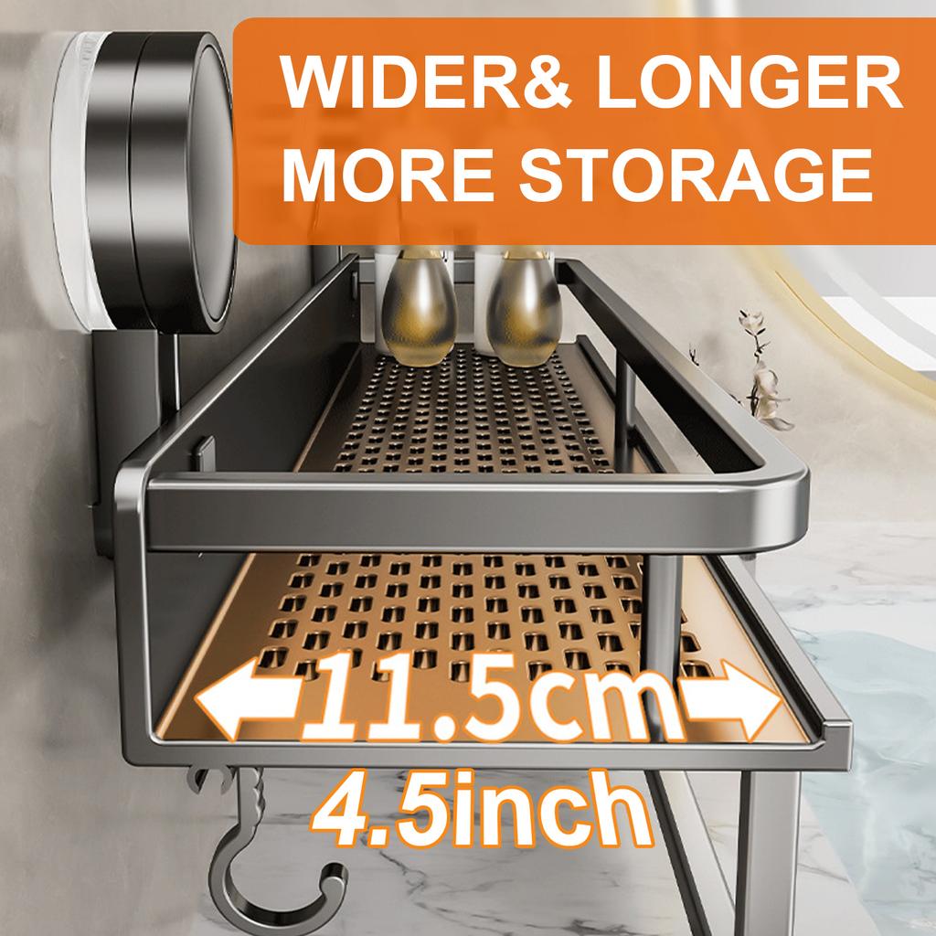 Saugnapf Badezimmerregal Duschregal Toilettenplatz Aluminium Wandmontage Shampoo-Regal Badezimmer-Organizer Bohrloses Wandregal