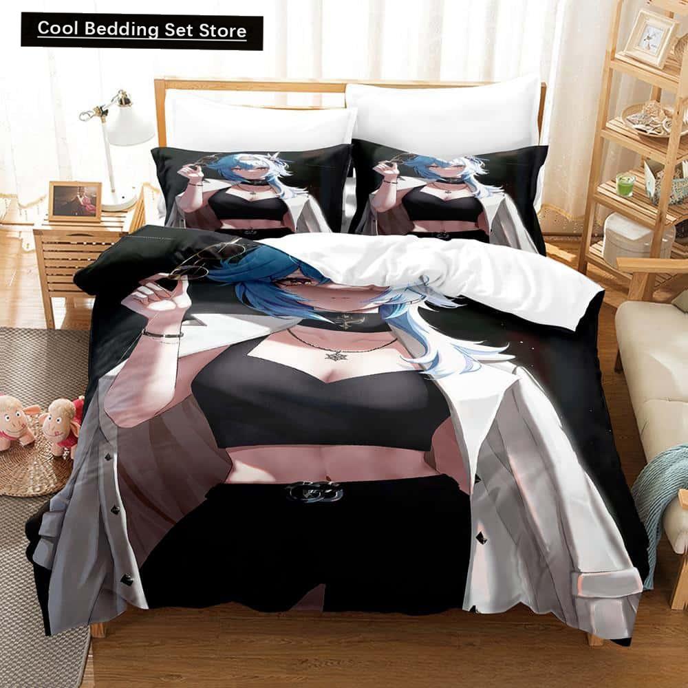 Kawaii Anime Genshin Impact Eula Lawrence Bedding Set Single Twin Full Queen King Size Bed Set Adult Kid Bedroom Duvetcover Sets