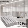 10PCS Self-Adhesive Faux Grille Mirror Wall Sticker Stripe Pattern Waterproof Mirror Wallpaper Square Shining Surface