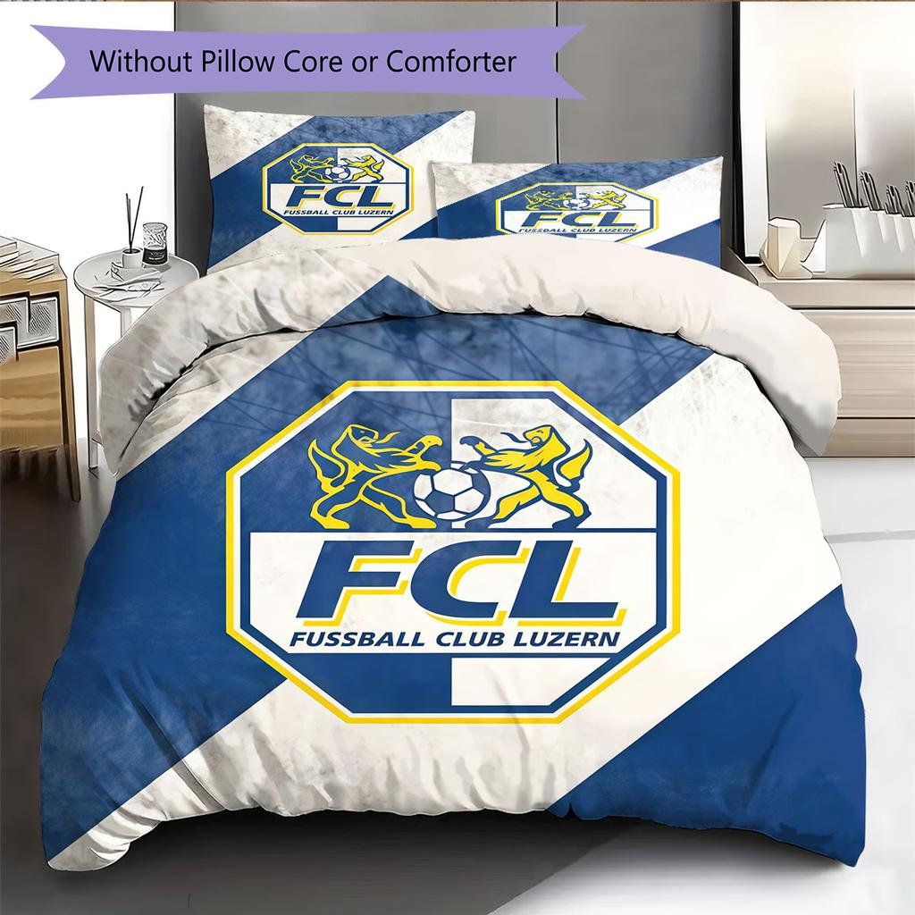 Set Copripiumino Trapuntato con Logo FC Luzern Federa Decorazione per la Casa Regalo di Compleanno (1 * copripiumino + 2 * federa, senza nucleo)