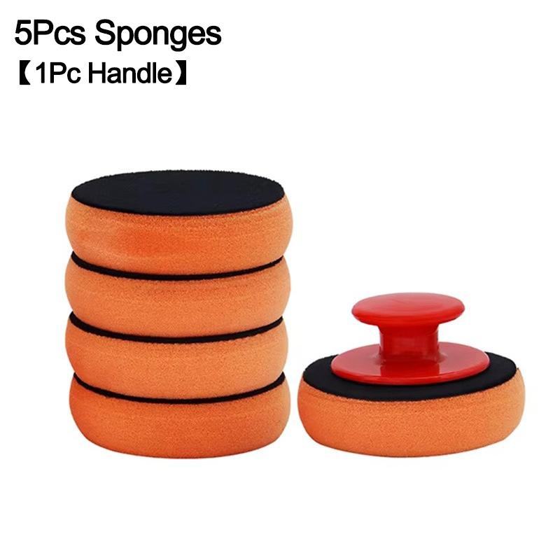 Car Wax Applicator Pads Set With Red Handle Soft Sponge Applicators Foam Wax Pad For Polishing And Cleaning Cars
