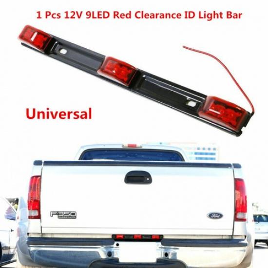 9LED Red ID Light Bar Tail Lamp Waterproof Stainless Steel For Car Truck Trailer