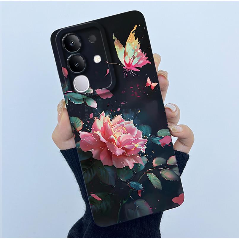 For Vivo Y29 4G Phone Case Fashion Simplicity Oil Painting Flower Soft Liquid Silicone Shell Back Cover For Vivo Y 29 4G Fundas