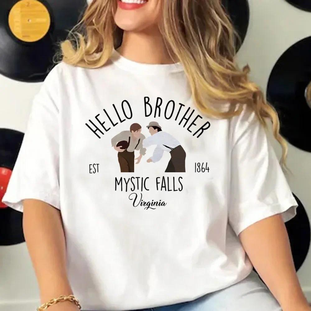 Crew Neck T Shirt Girl Japanese Streetwear Clothes The Vampire Diaries Tshirt Women Elegant Funny