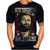 Męska Koszulka Vintage Bud Spencer & Terence Hill The Legend - Ikoniczny Nadruk Aktorów, Duży Rozmiar Luźny Oddychający Czarny T-shirt, Retro Design Filmu Westernowego