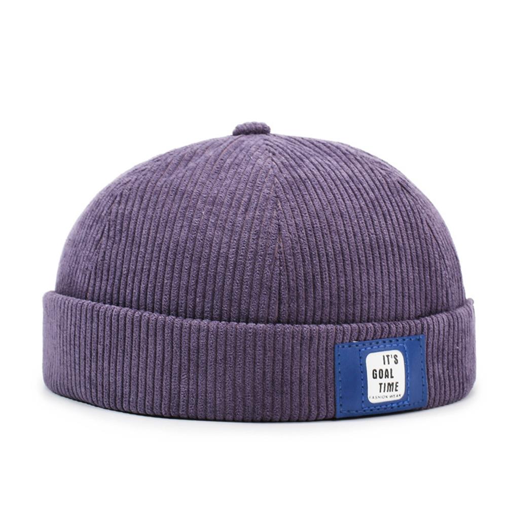 Retro Corduroy Brimless Docker Cap For Men Women Solid Color Adjustable Landlord Docker Cap Streetwear Hip Hop Hats Dome Hats