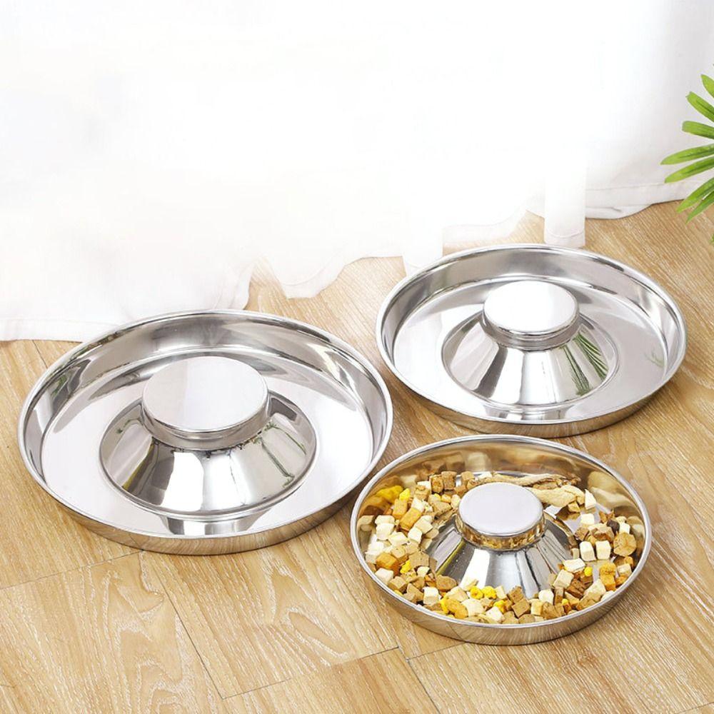 Pet Against Indigestion Interactive Stainless Steel Dog Bowl Feeding Dish Puppy Feeder Slow Feeder