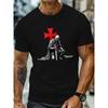 Men'S Knight Graphic Tee - Trendy Urban Look, Comfortable And Airy, Made from 100%, Striking Print, Crew Neck, Short Sleeves for Summer