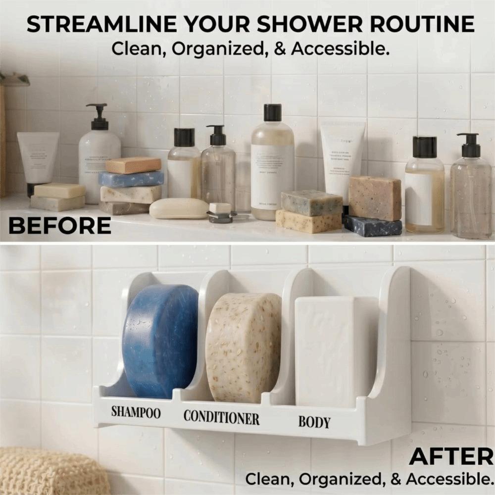 Strong Adhesive Self Draining Soap Dish Fast Draining Shower Organizer Rack Home Storage