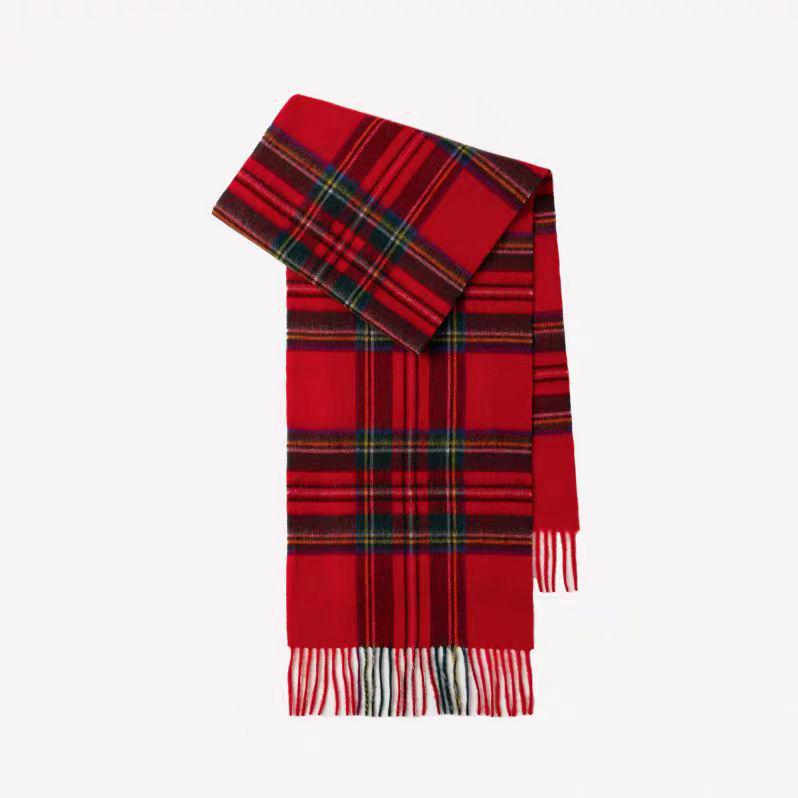 100% Wool Plaid Scarf for Women - Luxury Gift Shawl, Pure Wool Neck Scarf