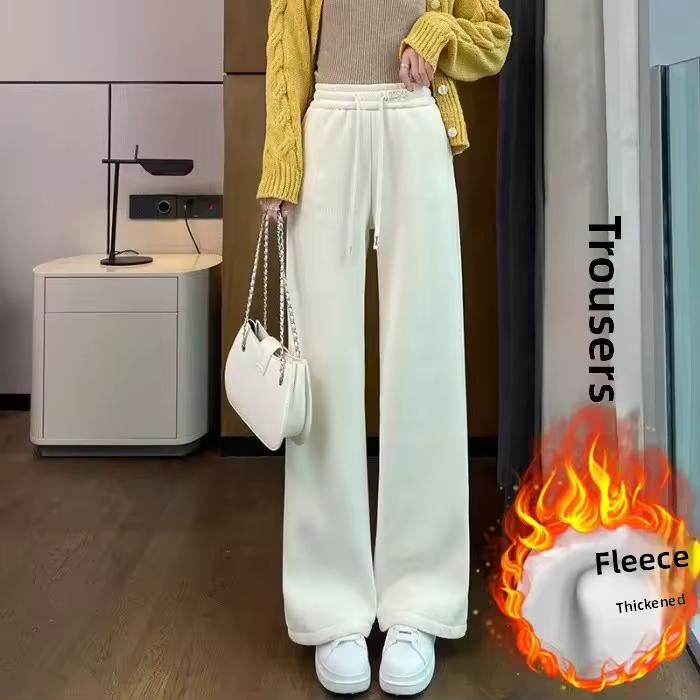 

Женские утолщенные вельветовые брюки с широкими штанинами, женские весенне-осенние брюки на флисовой подкладке, прямые, зауженные, зимние, удобные XS бежевый