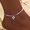 Funkelnde dünne Kette Fußkettchen für Frauen Zirkon Herz Kreuz Anhänger Doppelschicht Armband am Bein Fuß Trendy Sommer Strand Schmuck
