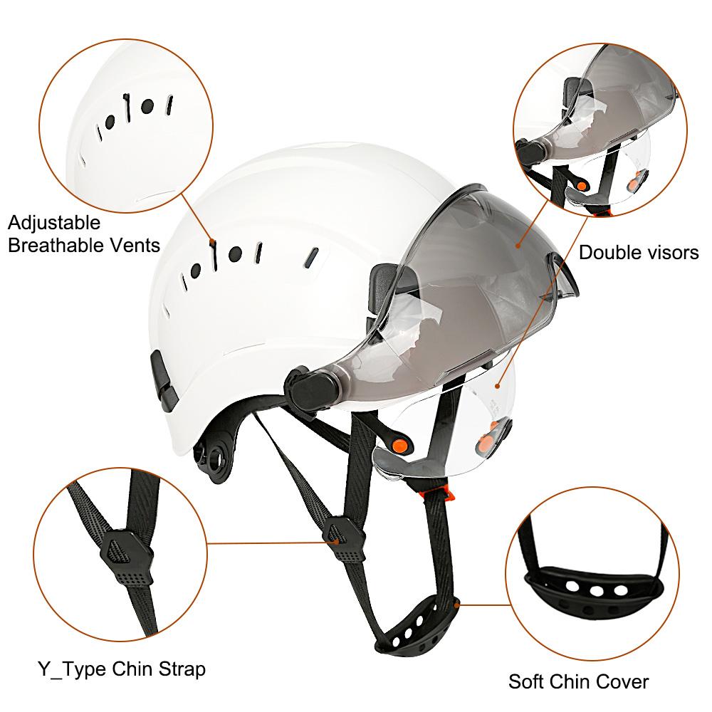 CE Construction Safety Helmet With Visor Built In Goggles For Engineer ABS Hard Hat ANSI Industrial Work Cap Head Protection New