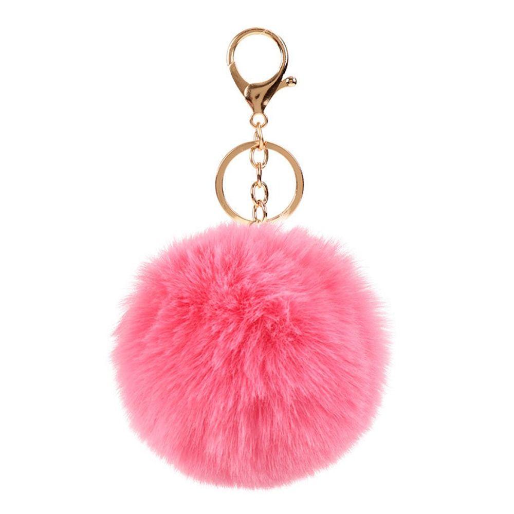 Imitation Kaninchenfell Flauschiger Ball Schlüsselanhänger Einfarbig Auto Schlüsselanhänger Mode Plüschball Anhänger Frau