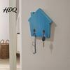 No Damage Wall Mounted Hooks Wood House Shape Storage Hook Strong Traceless Adhesive Decorative Solid Hangers American Style Hanger for Home Entryway