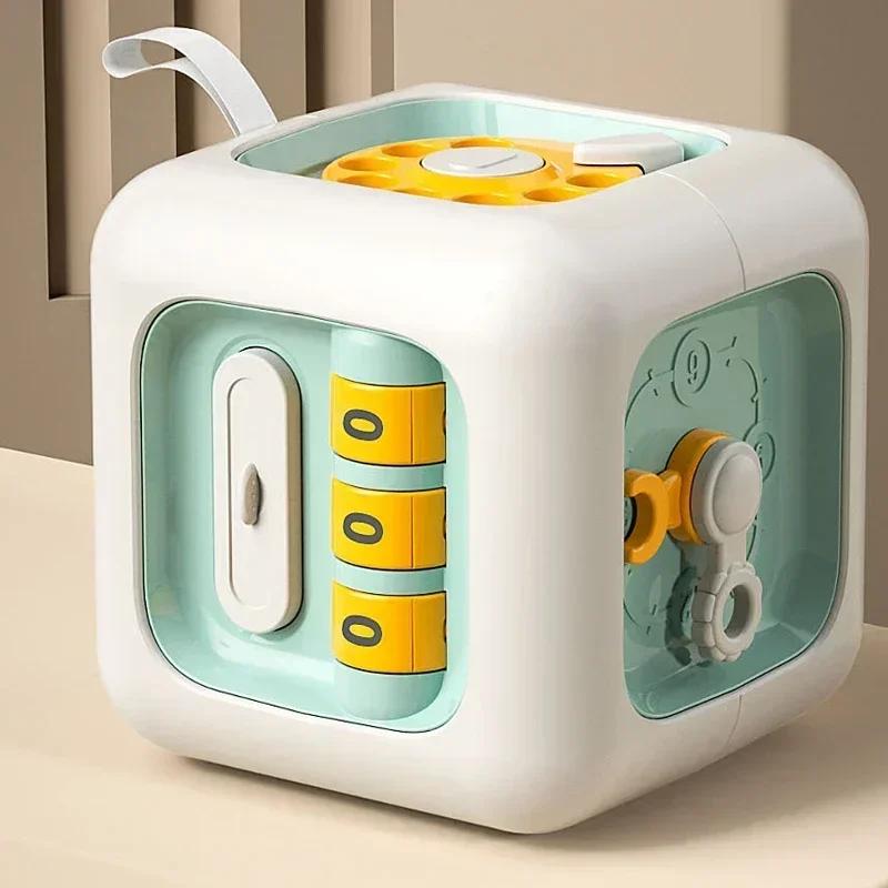 Non-Toxic 6 In 1 Montessori Educational Toys Sensory Busy Board Baby Practice Skills Drawer Cube Fidget Educational Toys For Children