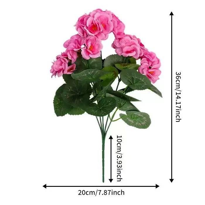 Handmade Artificial Begonia Geranium Flower Pot for Home Decor