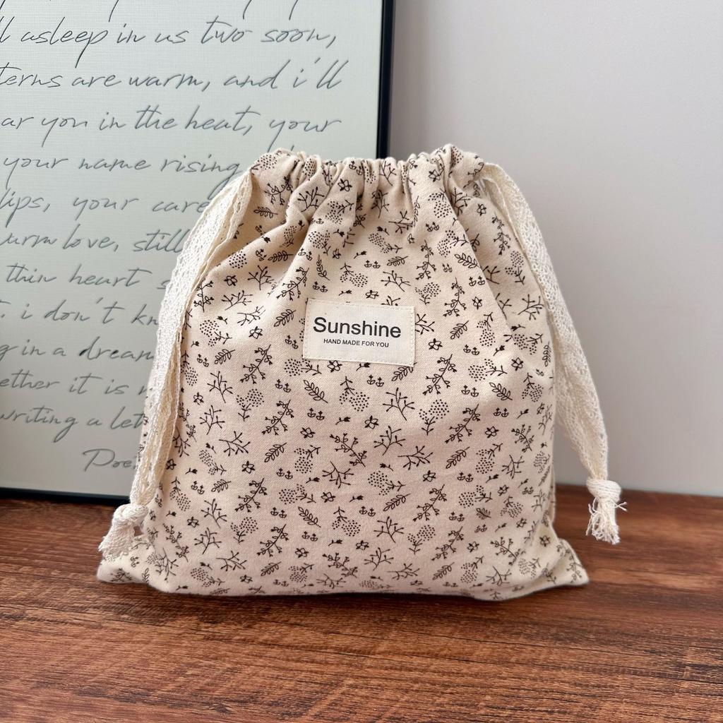 Retro Abraded Cotton Baby Items Storage Bag Diaper Pouch Drawstring Bundle Bags Cosmetic Portable Travel Makeup Bags