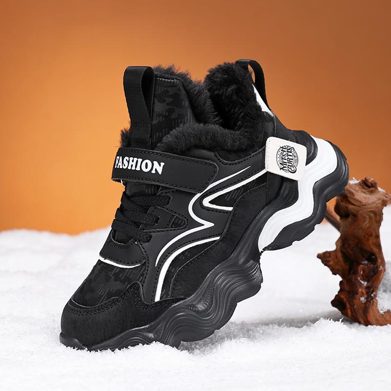 Winter Children's Fashionable Velvet Warm Cotton Sports Shoes Outdoor Casual Snow Boots Casual Sports Cotton Shoes 29-39