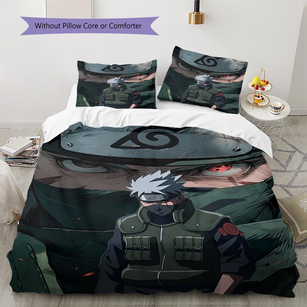 Hatake Kakashi Anime Pattern Bedding Home Decoration Birthday Gift (1 * duvet cover + 2 * pillowcase, without core)