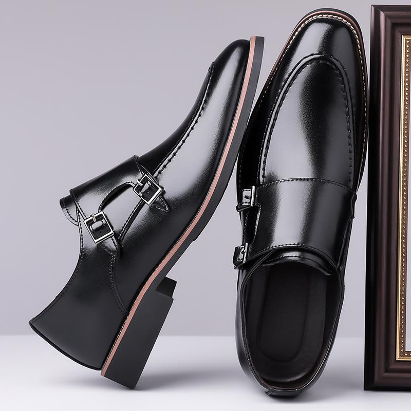 Fashion British Style Men Business Casual Shoes Leather Stitching Oxford Shoes Comfortable Loafers Leisure Walk Male Monk Strap Footwear