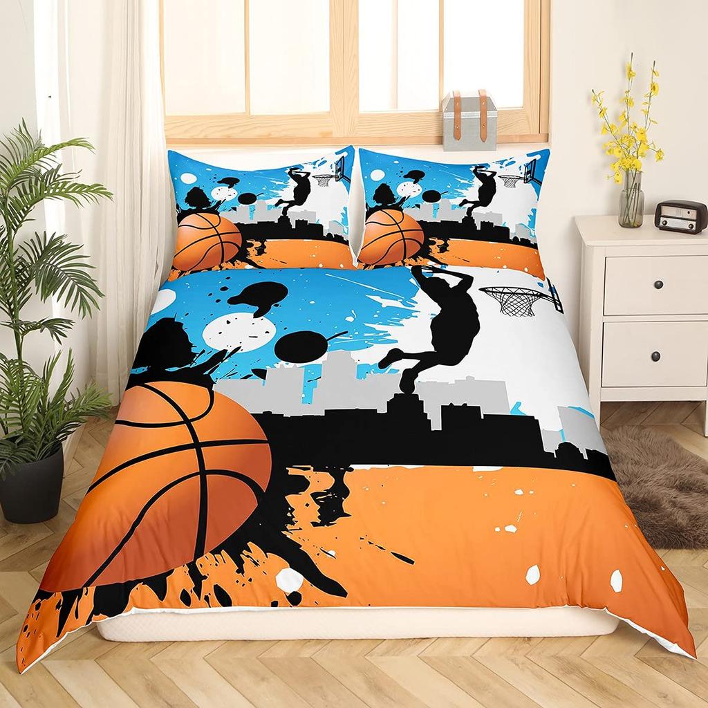 3D Basketball Duvet Cover King For Teen Boys Kids Fire Water Sports Bedding Set Ball Game Quilt Cover With Pillowcase