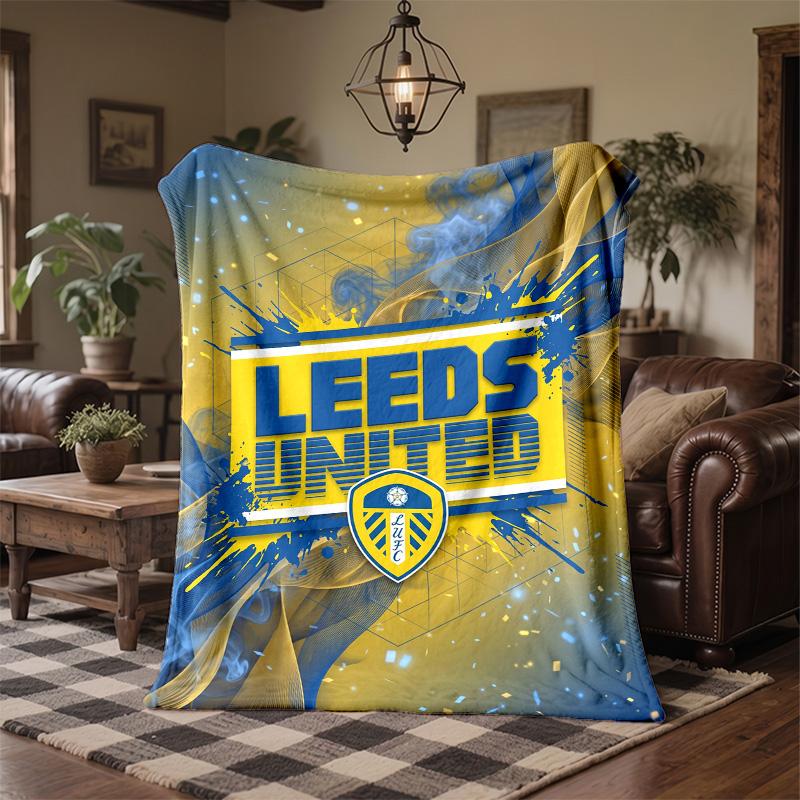 Leeds United Football Print Flannel Blanket Soft Warm Sofa Bed Throw Blanket For Home Office Bedroom