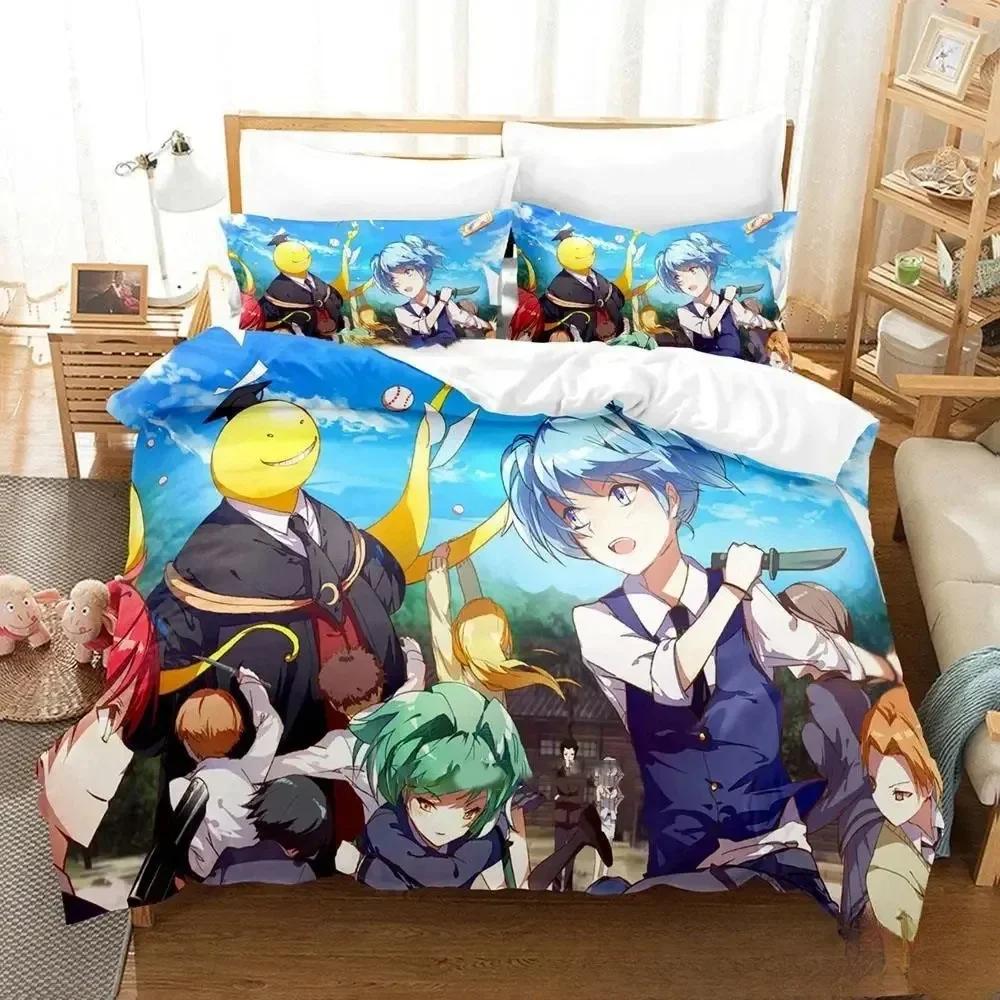 3D Assassination Classroom Koro-sensei Bedding Set Printed With Pillowcase Bed Duvet Cover Soft Single Double Queen King Size