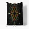 Floral Kaleidoscope Fleece Blanket - Geometric Leaf Print Decorative Throw Bed Sofa Cover Gift